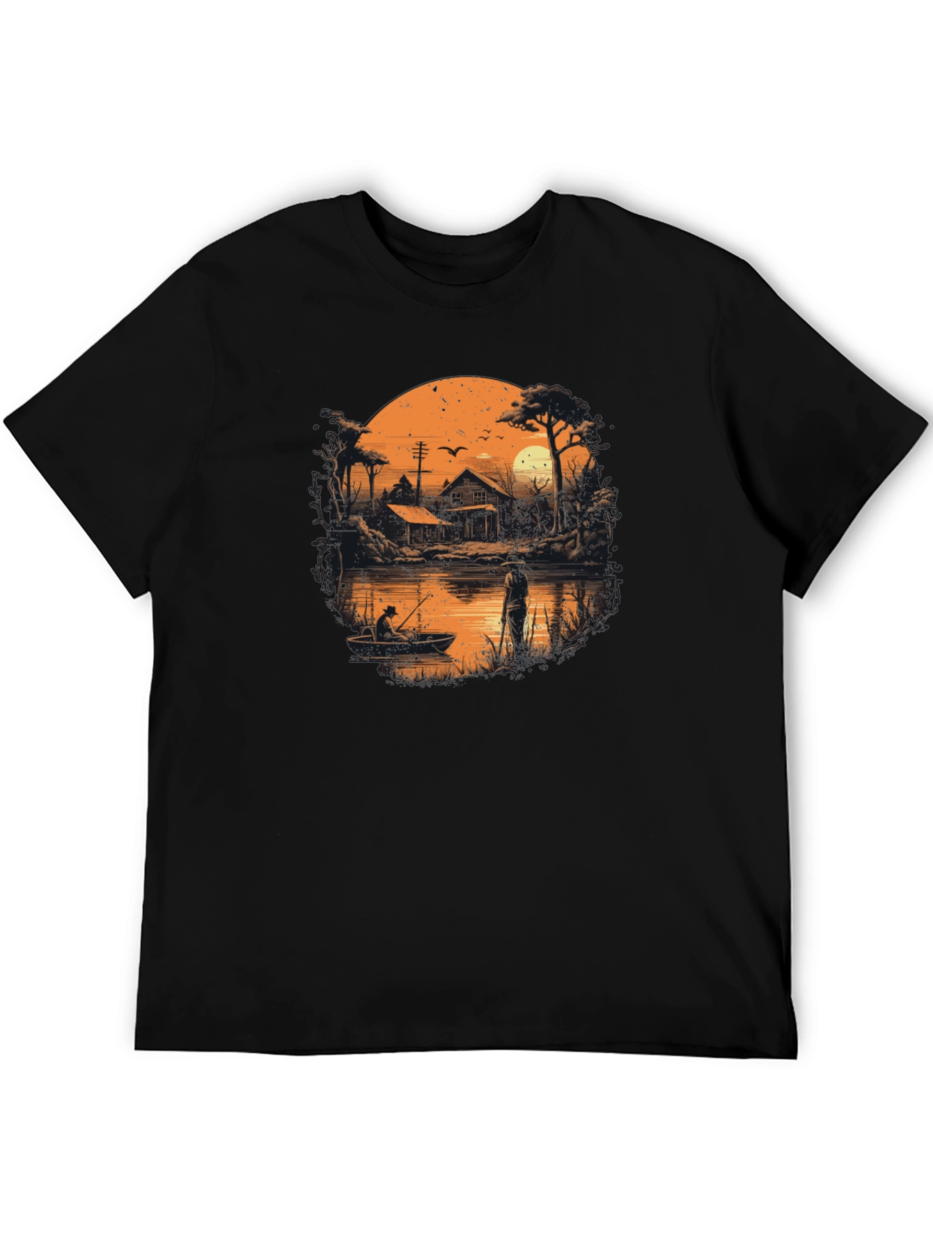 Fishing at Sunset Graphic T-Shirt