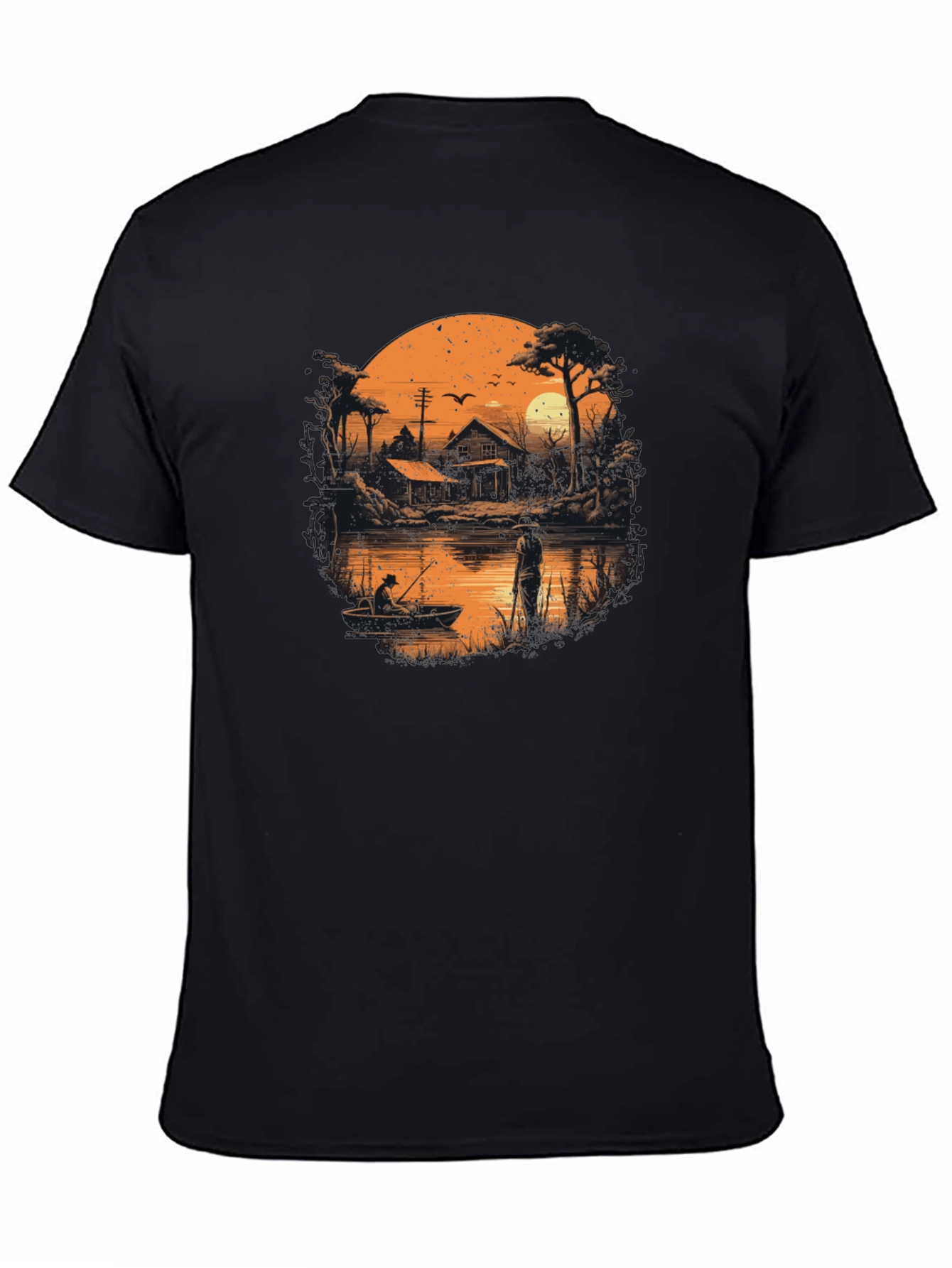 Fishing at Sunset Graphic T-Shirt