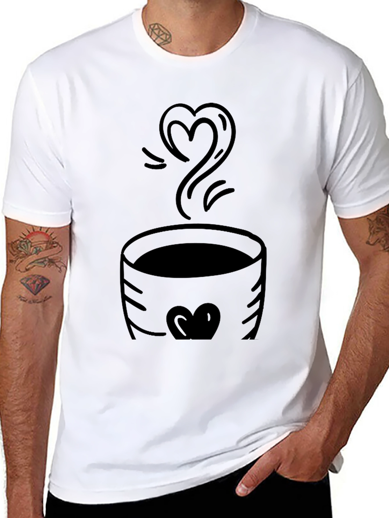 Heart Coffee Graphic Tee - Black