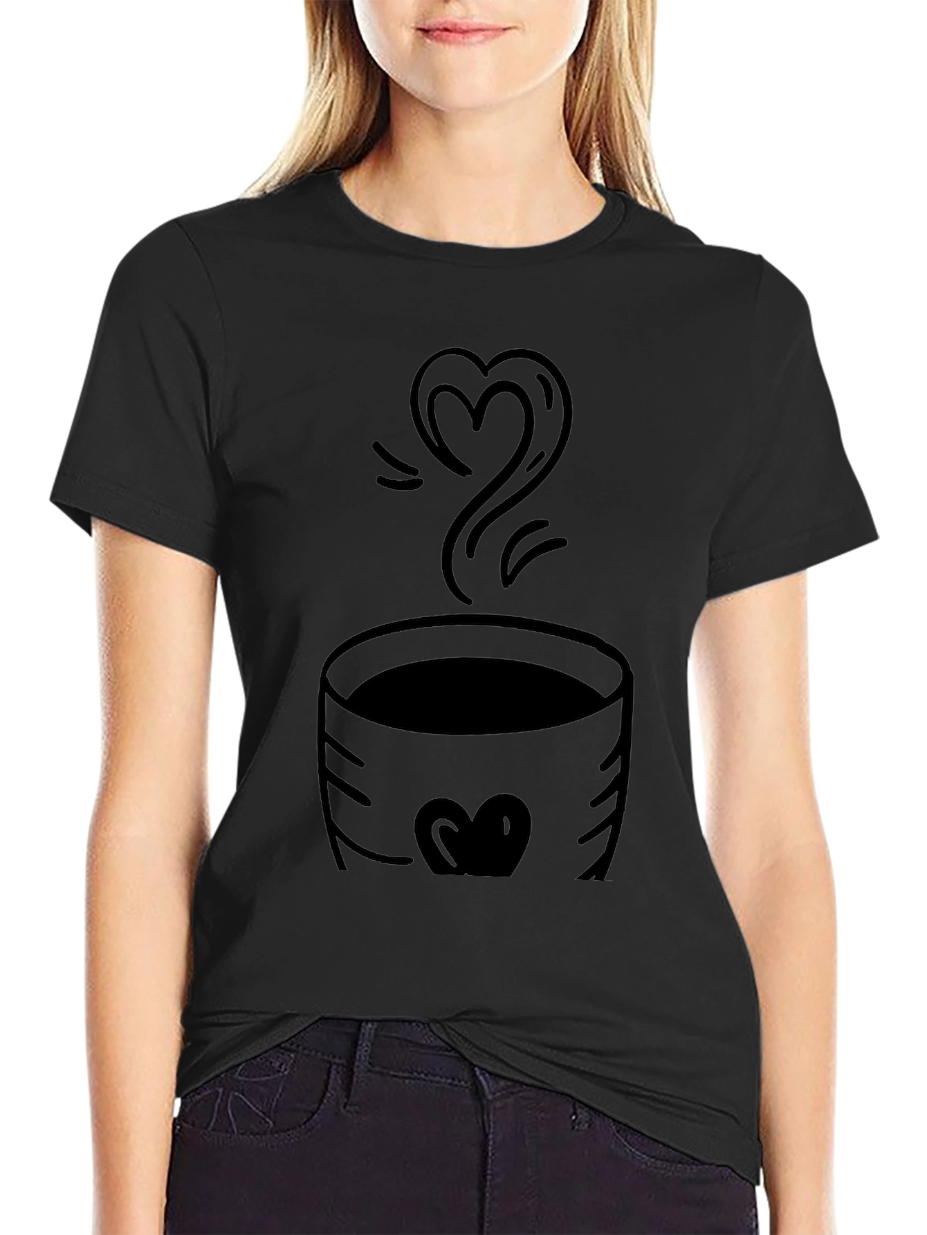 Heart Coffee Graphic Tee - Black