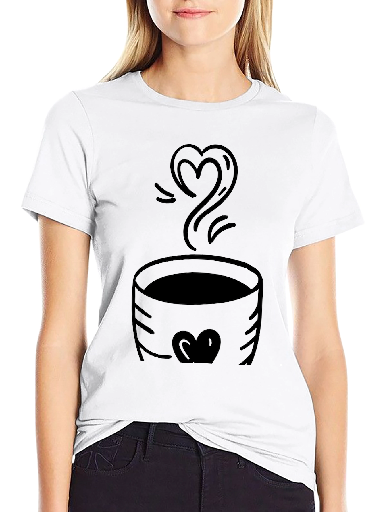 Heart Coffee Graphic Tee - Black