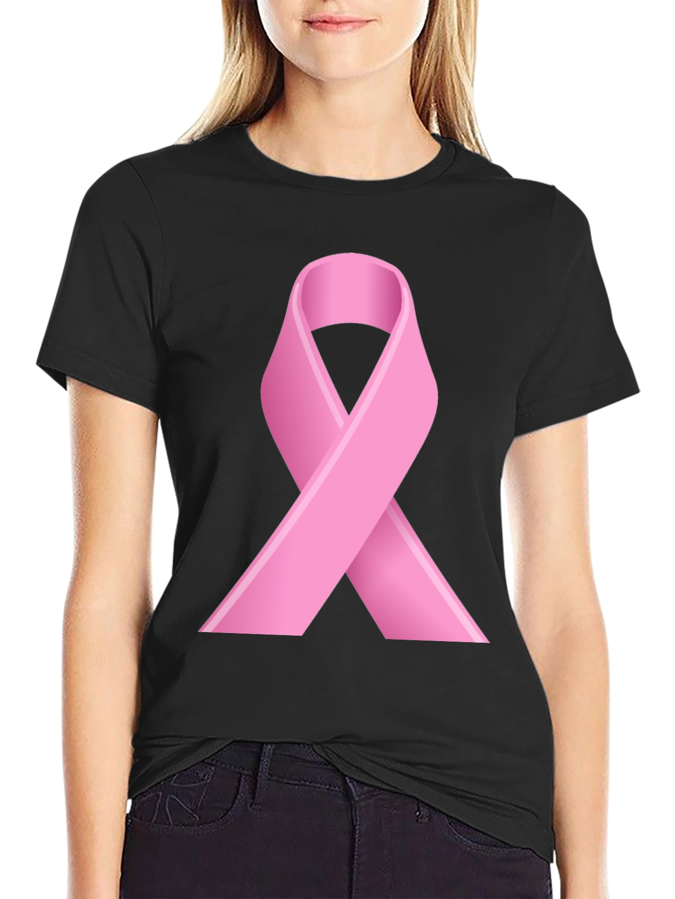Pink Ribbon Awareness T-Shirt - Black