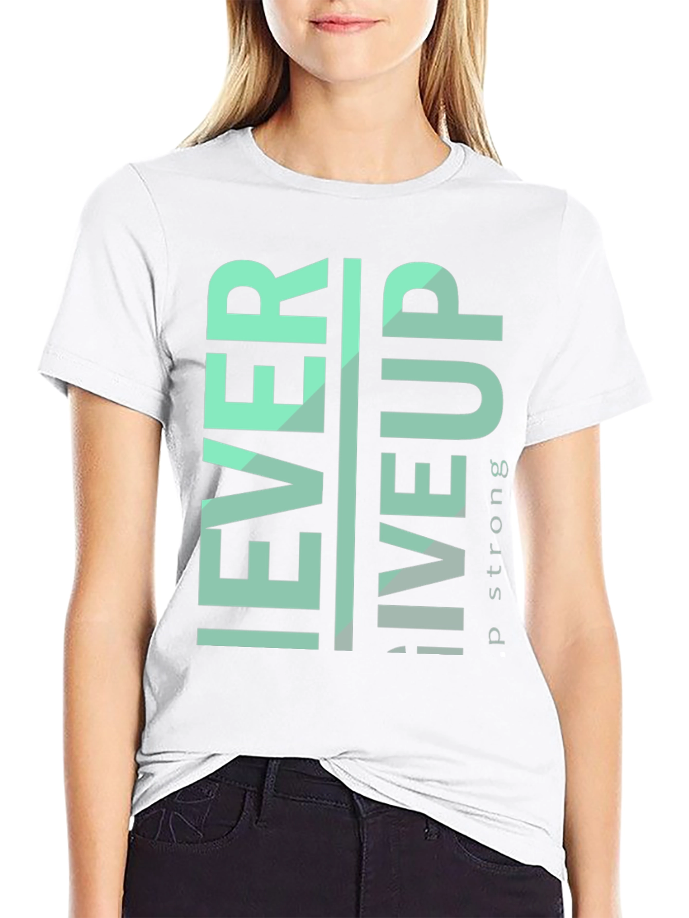 Never Give Up Graphic Tee - Motivational Black T-Shirt