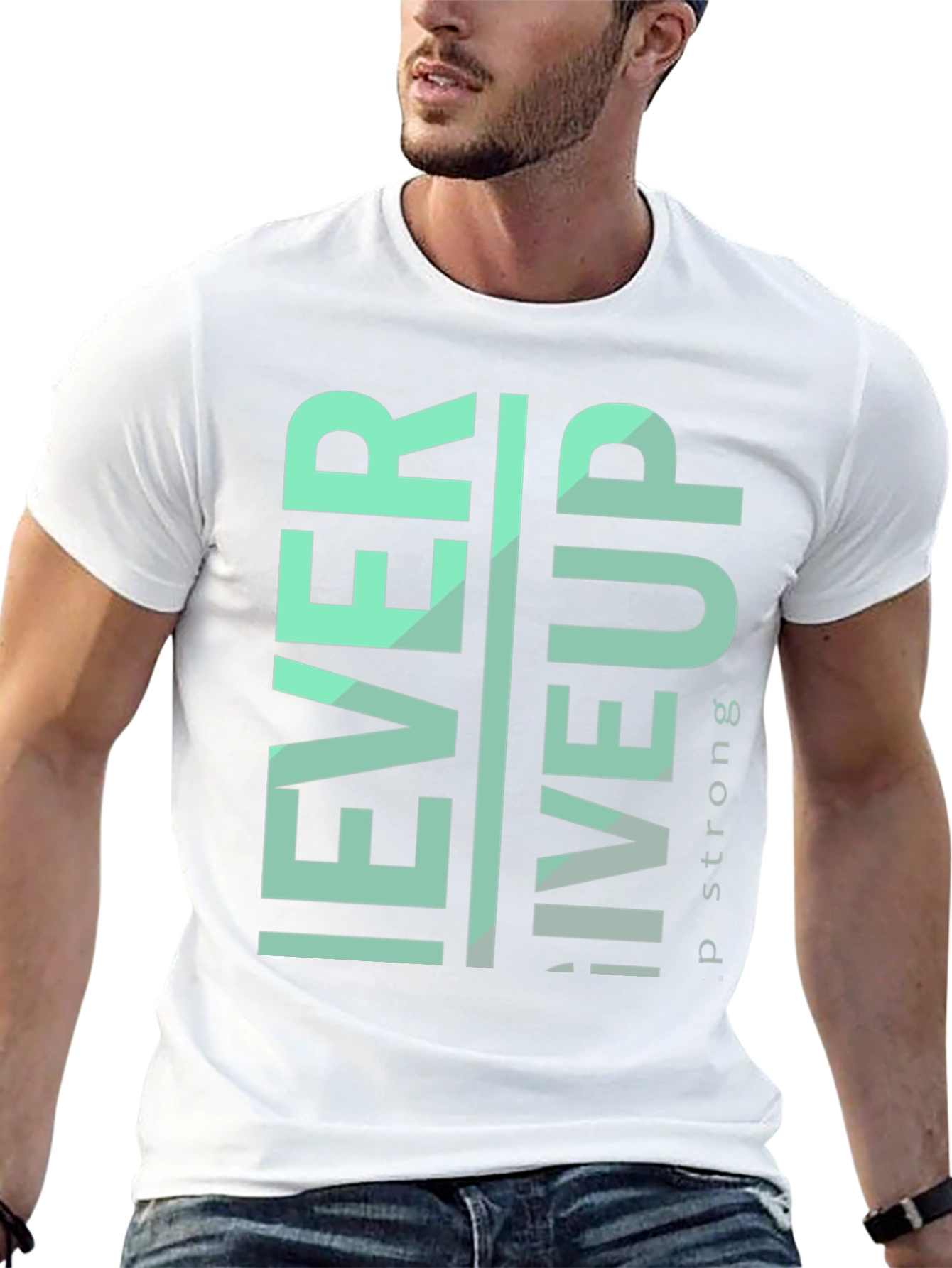 Never Give Up Graphic Tee - Motivational Black T-Shirt
