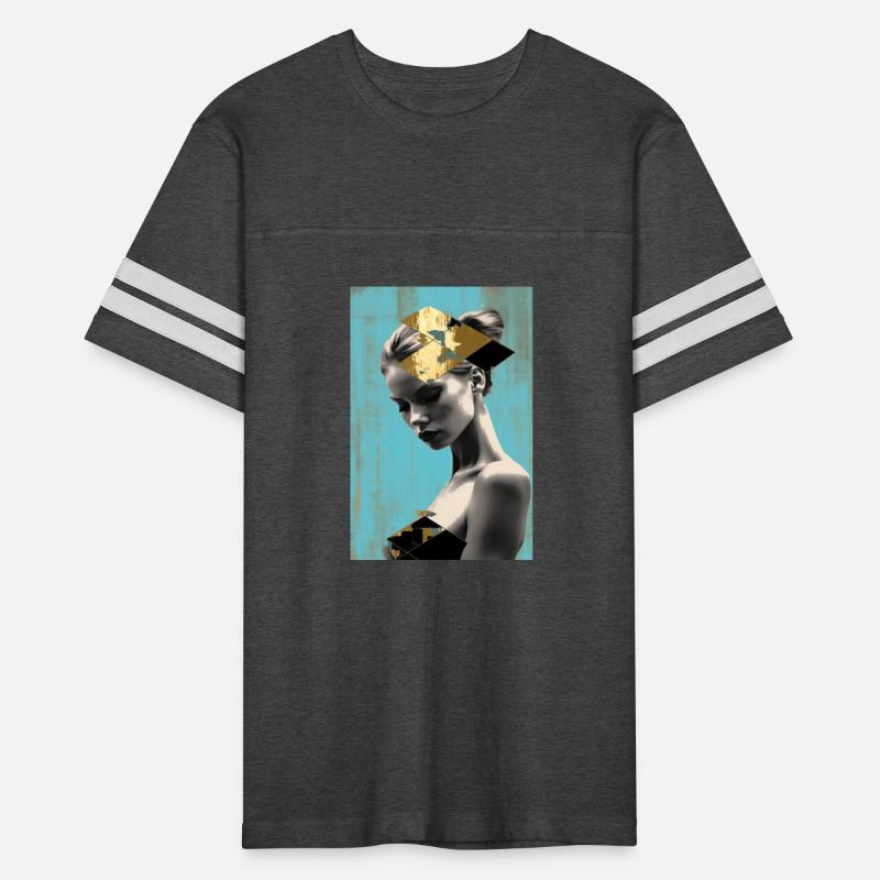 Gold on Turquoise - Minimalist Portrait of a Woman