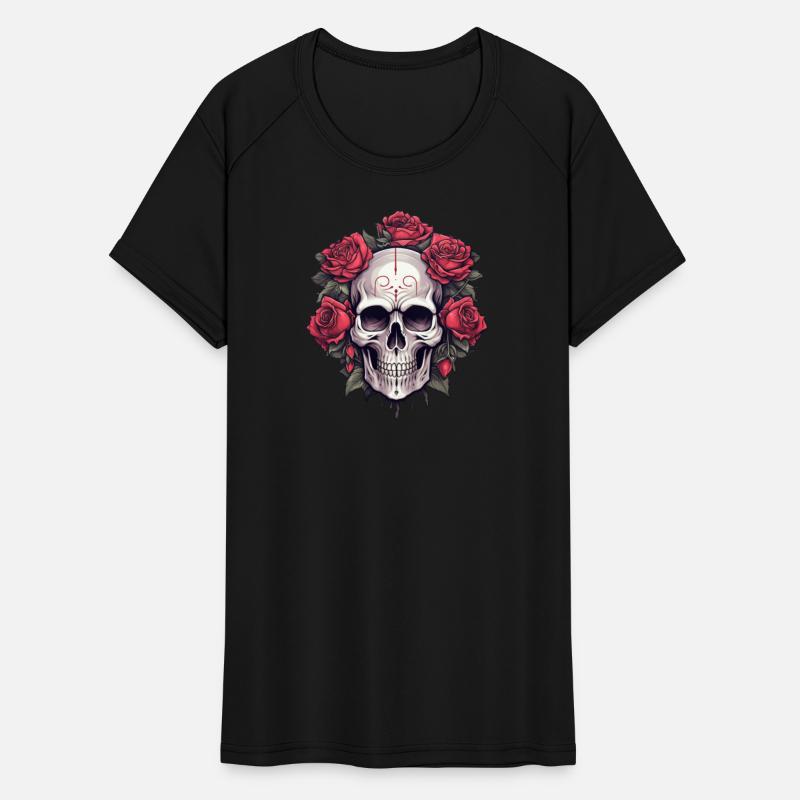 Gothic Skull and Roses Graphic Art