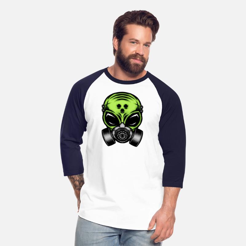 Green alien with gas mask