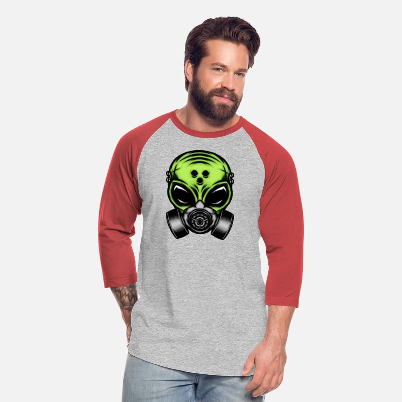 Green alien with gas mask