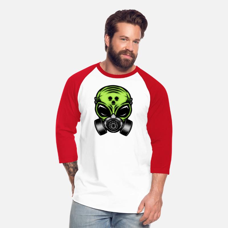 Green alien with gas mask