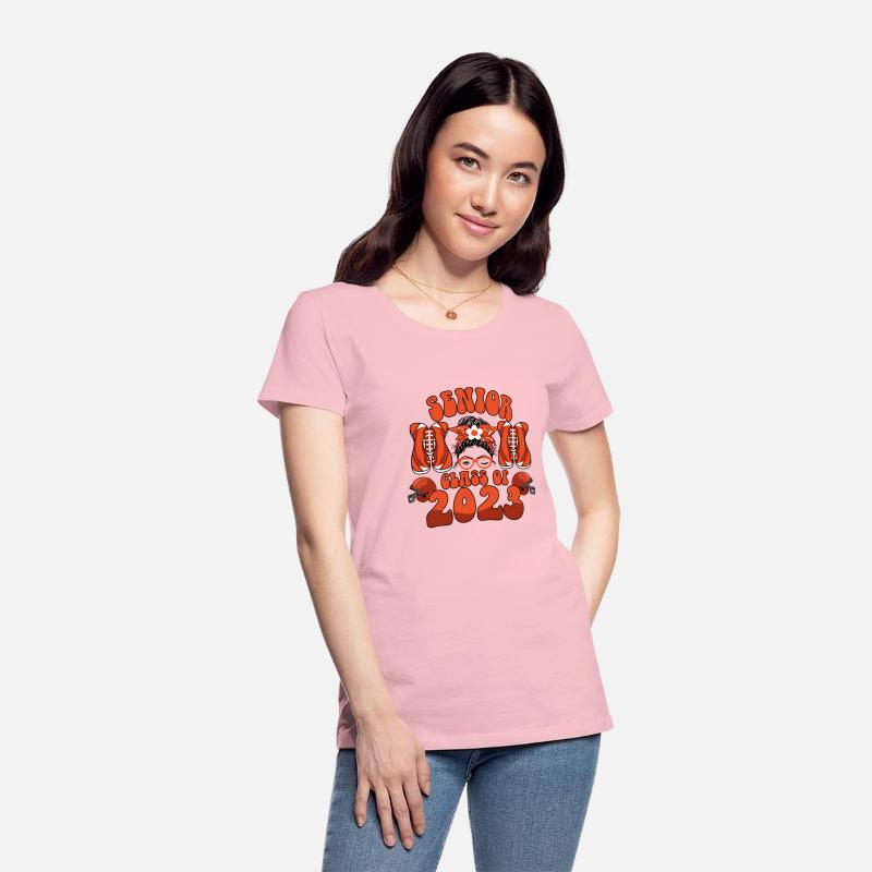 Groovy Senior Mom Class Of 2023 Football Messy Bun