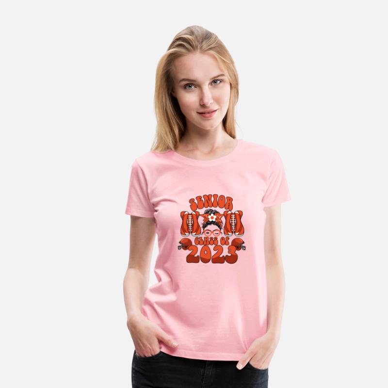 Groovy Senior Mom Class Of 2023 Football Messy Bun