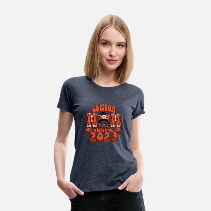 Groovy Senior Mom Class Of 2023 Football Messy Bun