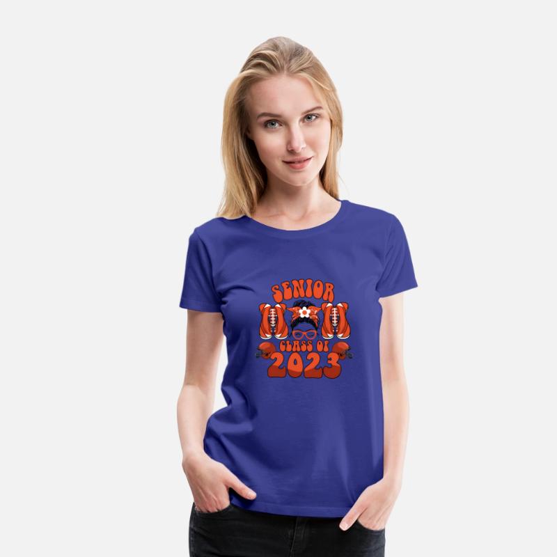 Groovy Senior Mom Class Of 2023 Football Messy Bun