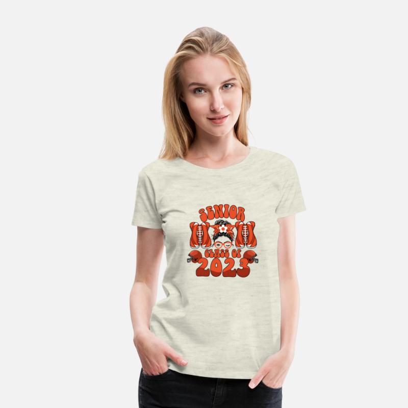 Groovy Senior Mom Class Of 2023 Football Messy Bun
