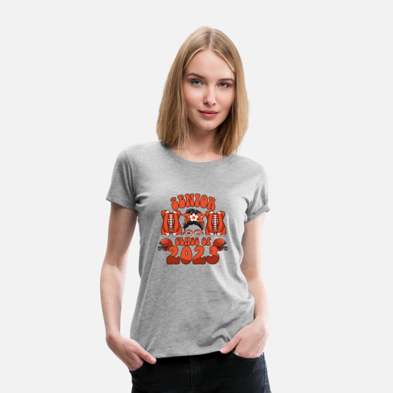 Groovy Senior Mom Class Of 2023 Football Messy Bun
