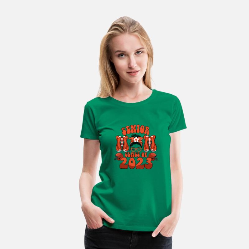 Groovy Senior Mom Class Of 2023 Football Messy Bun