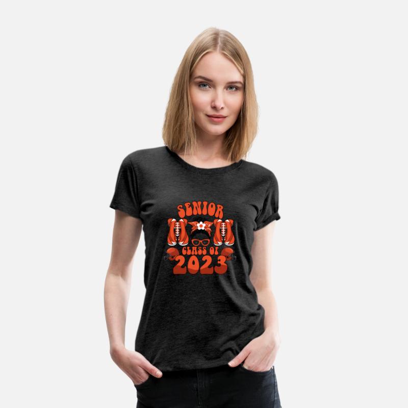 Groovy Senior Mom Class Of 2023 Football Messy Bun