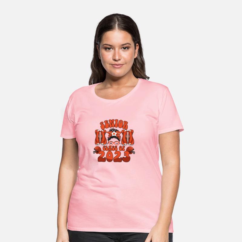Groovy Senior Mom Class Of 2023 Football Messy Bun
