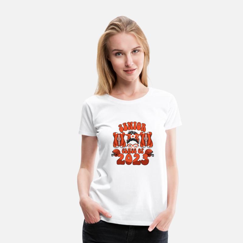 Groovy Senior Mom Class Of 2023 Football Messy Bun