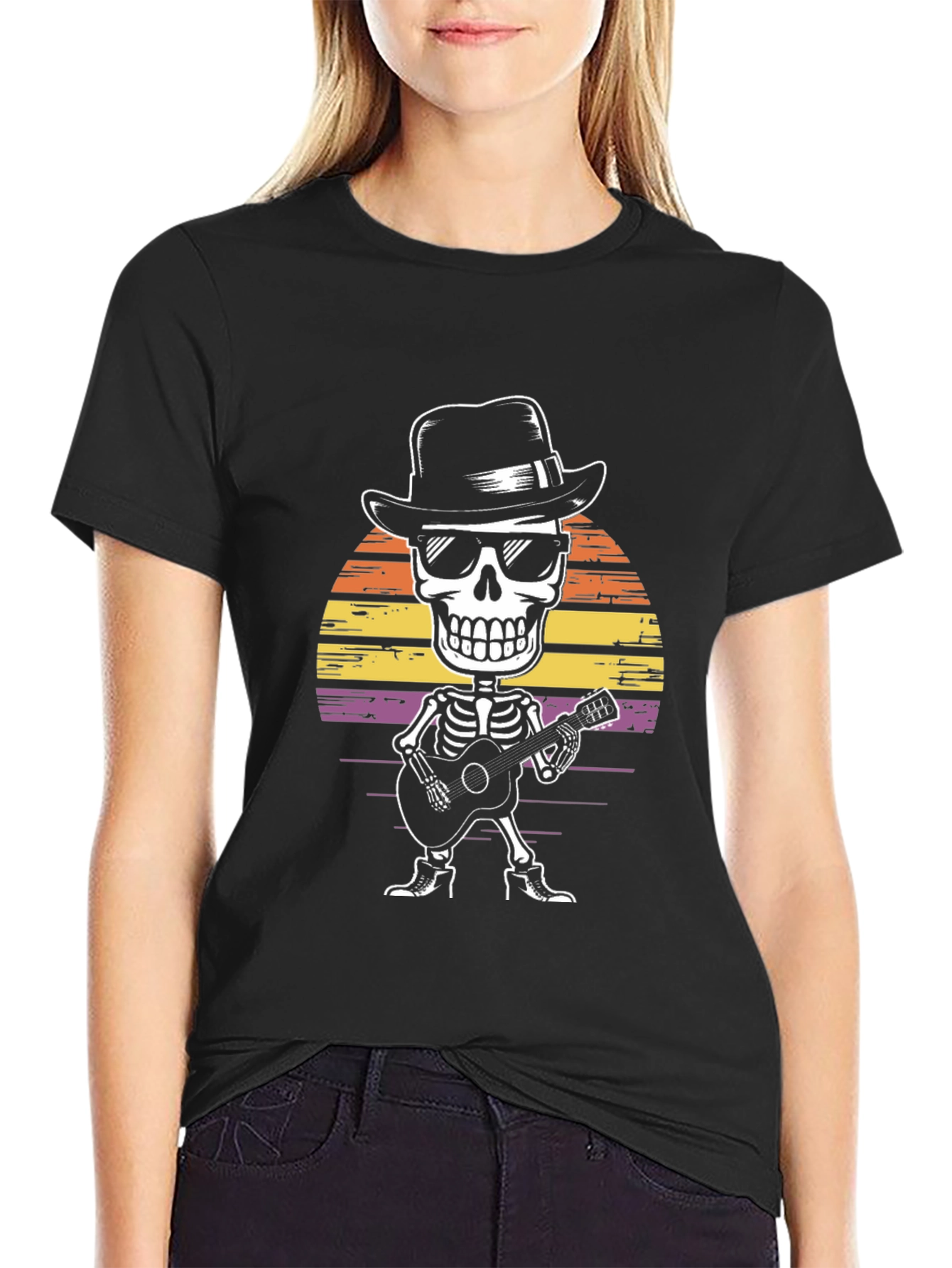 Skeleton Guitarist Graphic T-Shirt - Rock & Roll Style