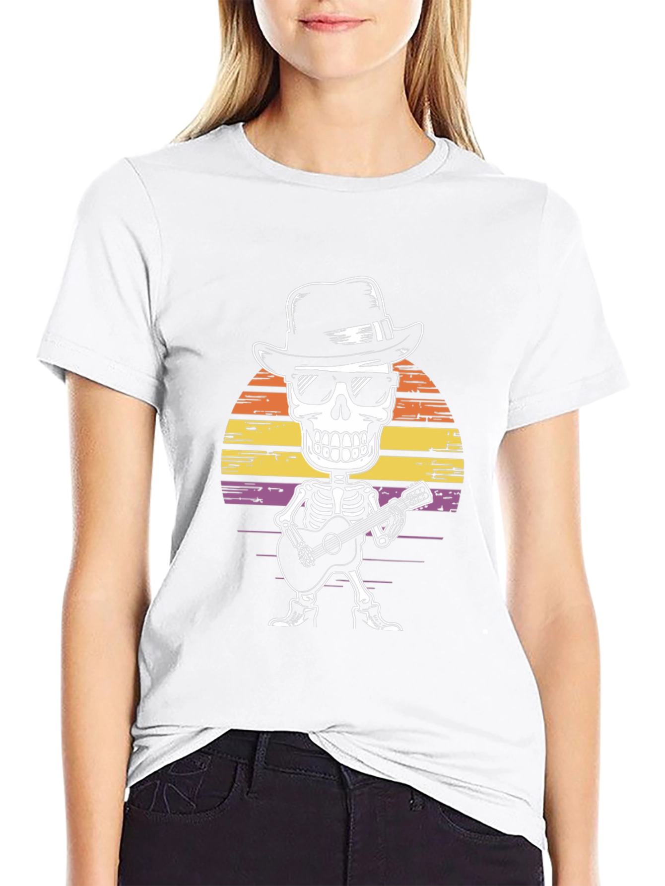 Skeleton Guitarist Graphic T-Shirt - Rock & Roll Style
