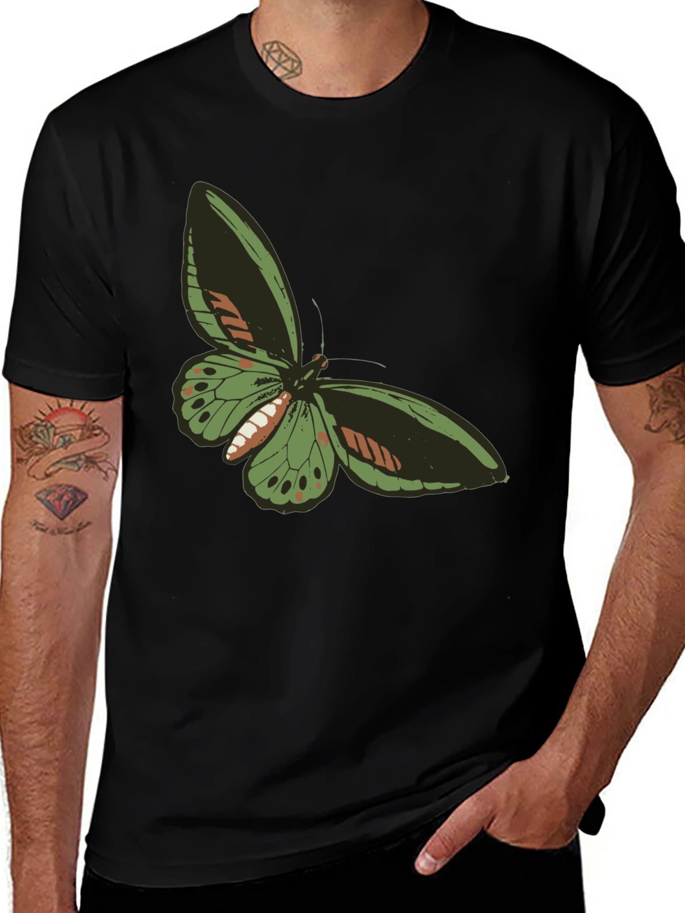 Butterfly Graphic Tee - Black Casual T-Shirt