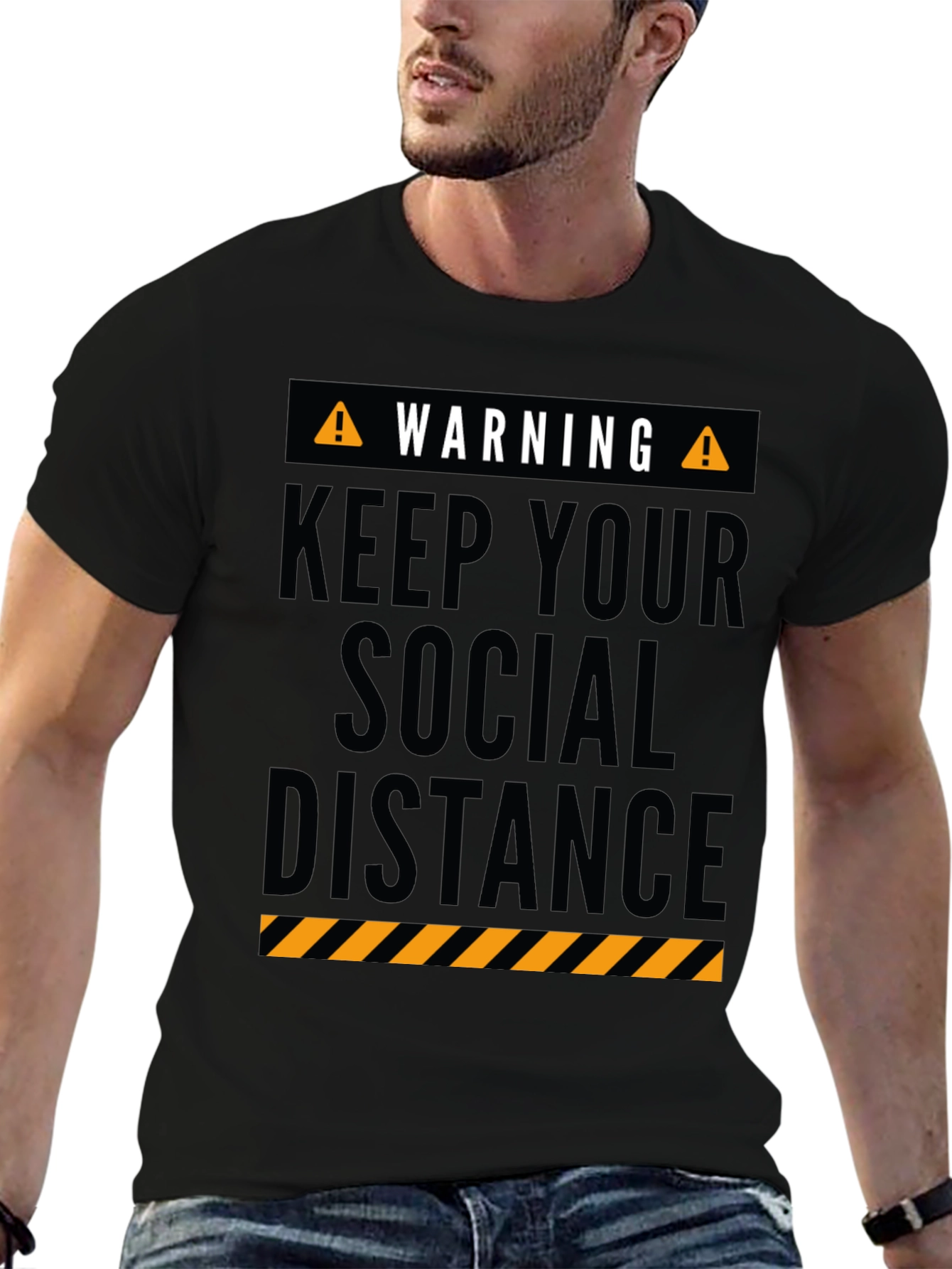 Warning Keep Social Distance Graphic Tee