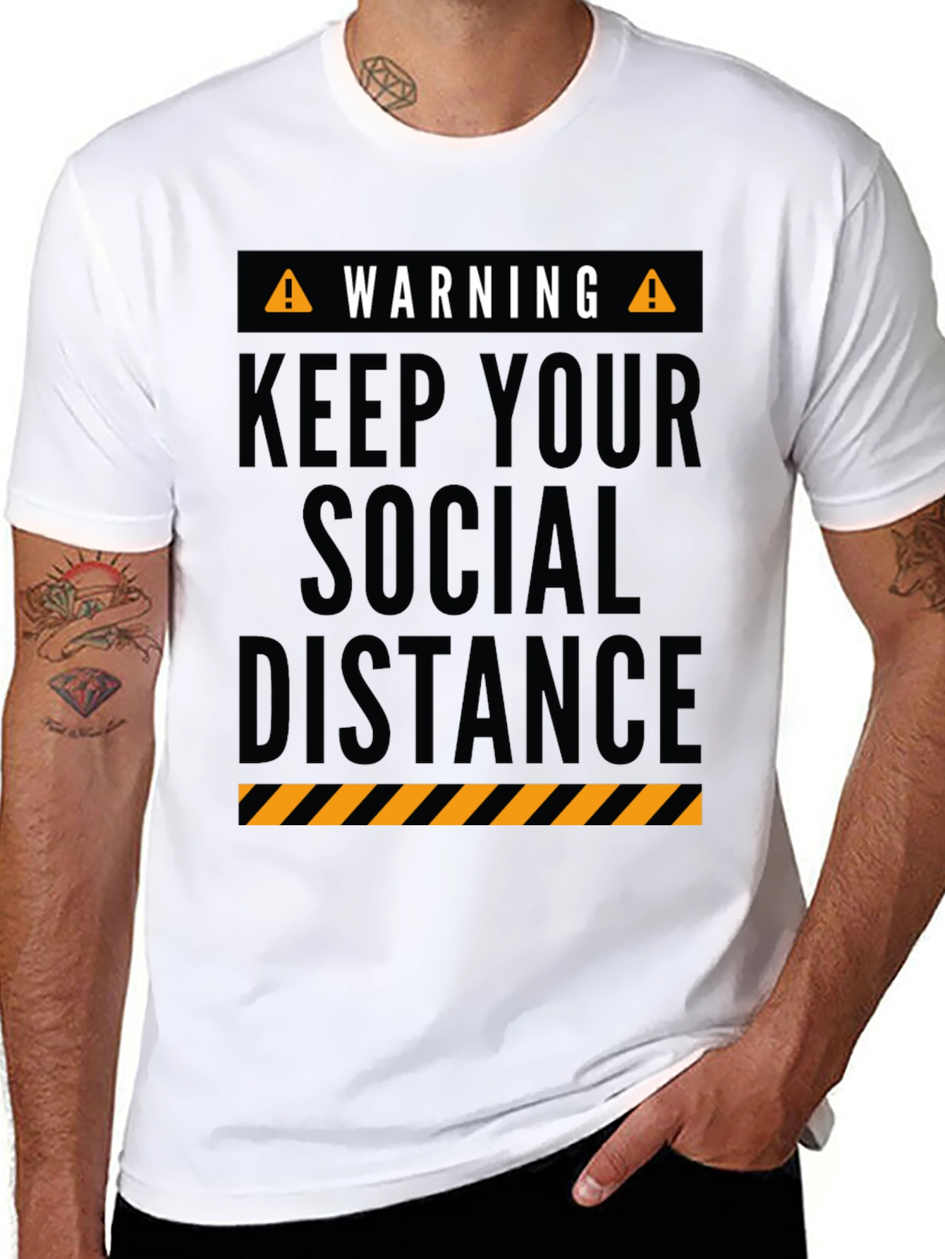 Warning Keep Social Distance Graphic Tee