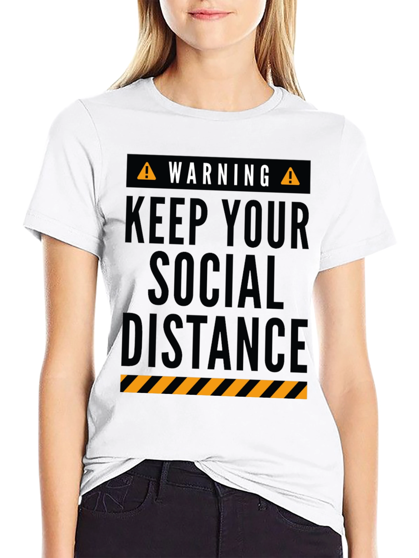 Warning Keep Social Distance Graphic Tee