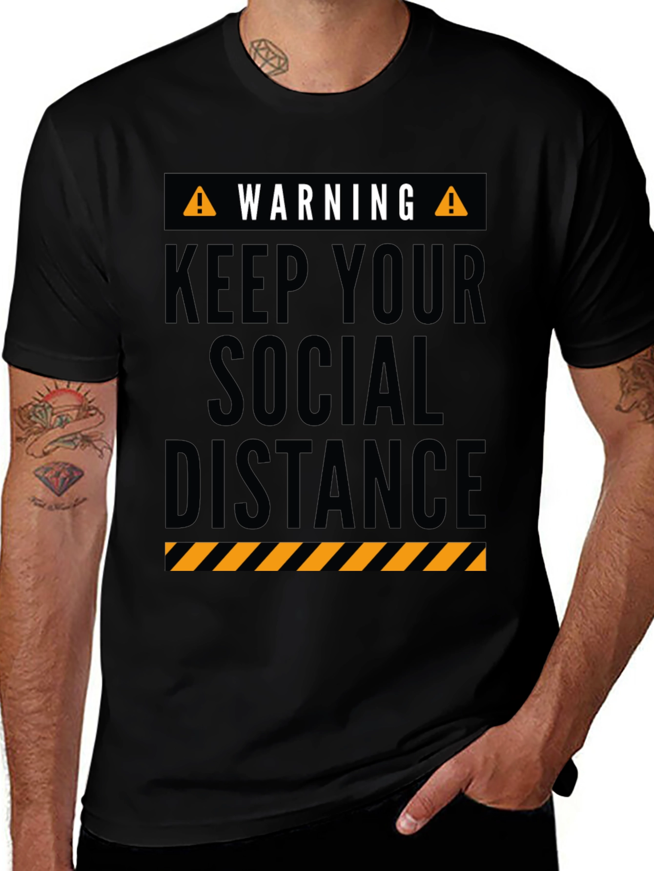 Warning Keep Social Distance Graphic Tee