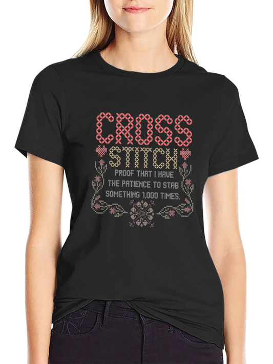 Cross Stitch Patience Graphic Tee - Unique Design