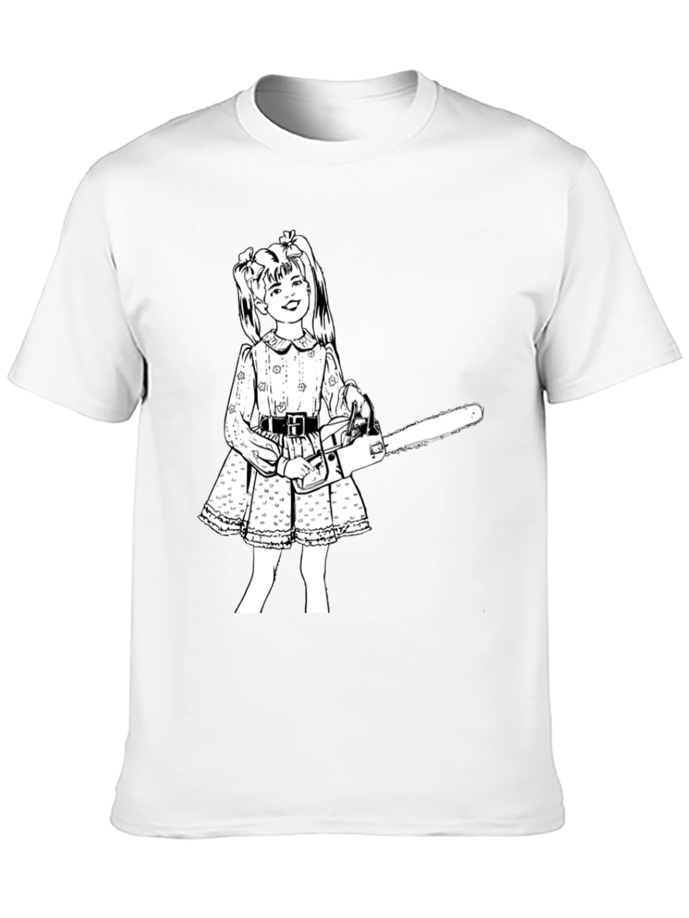 Creepy Cute Girl Chainsaw Black T-Shirt