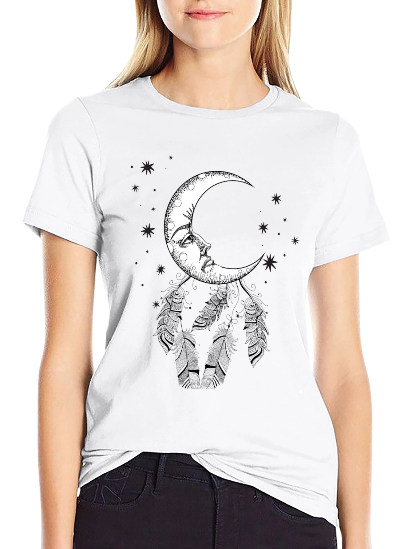 Celestial Moon Face Graphic Tee