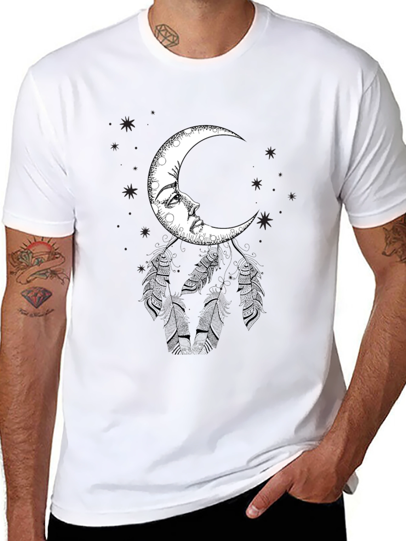 Celestial Moon Face Graphic Tee