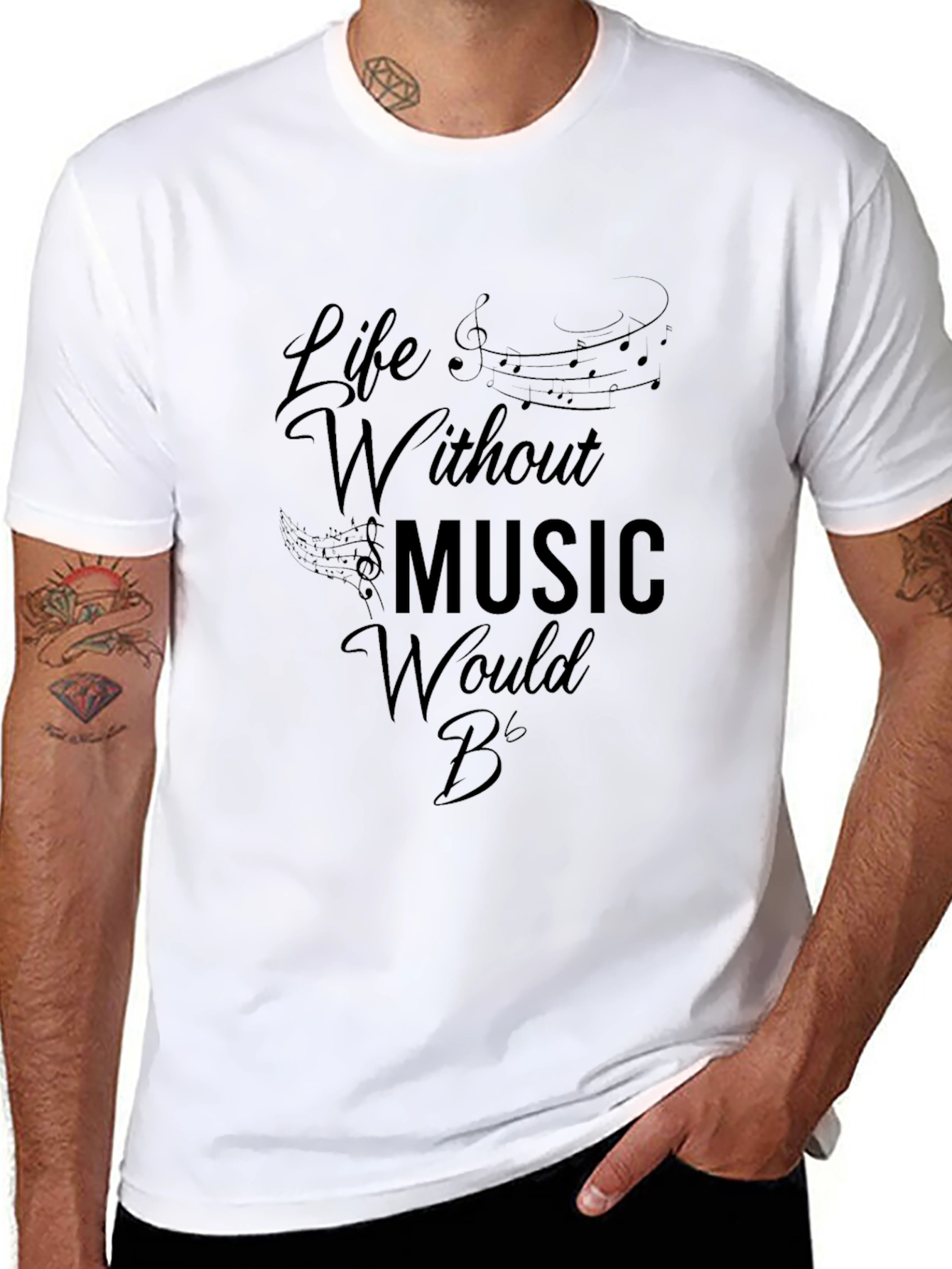 Life Without Music Mens Black T-Shirt