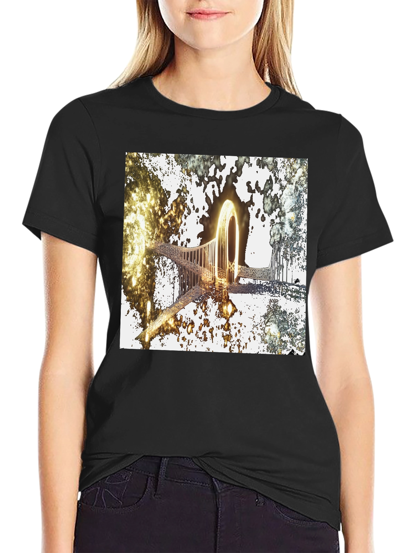 Abstract Glowing Portal Graphic Tee - Modern Streetwear