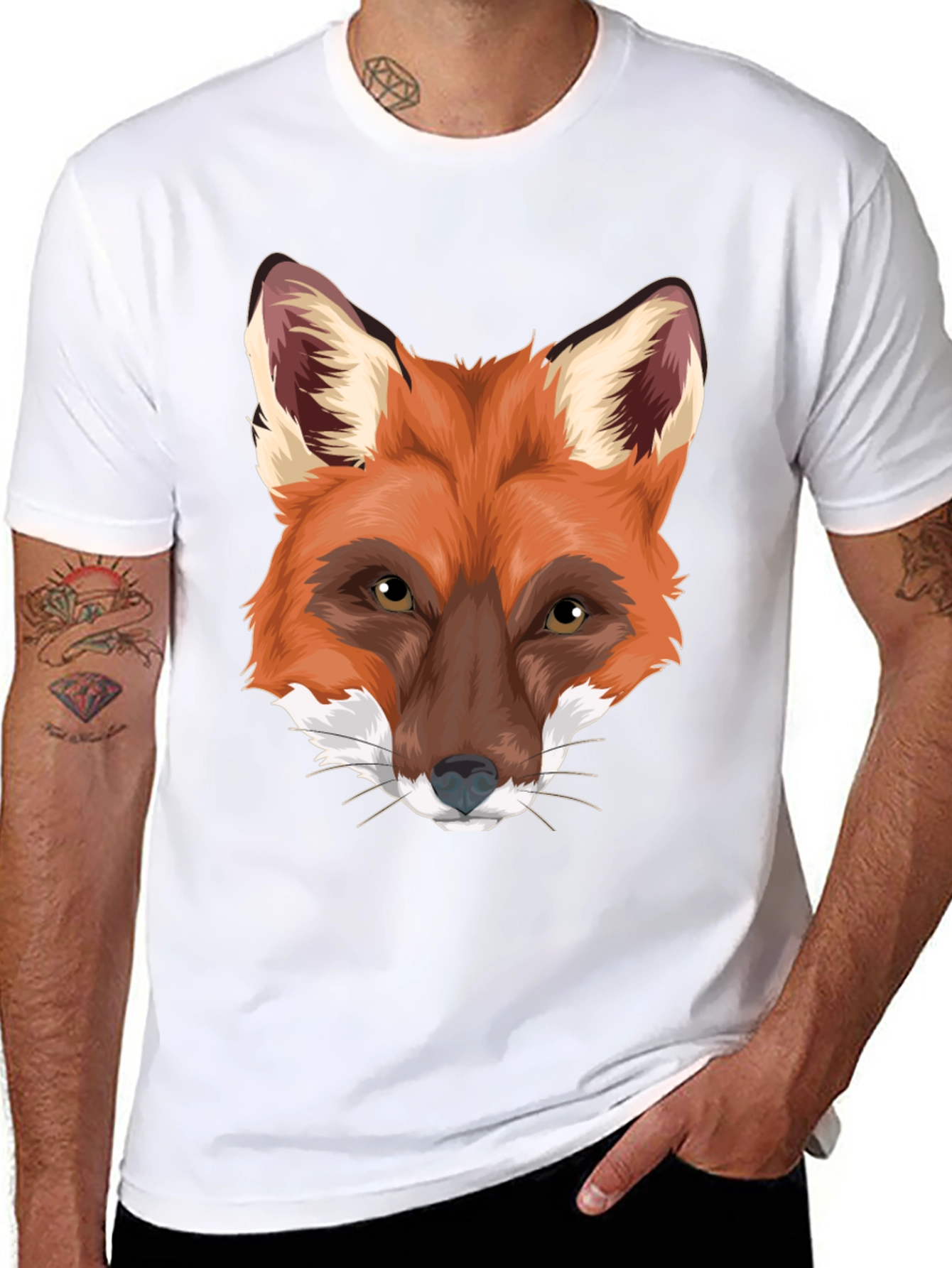 Fox Graphic Print Black T-Shirt