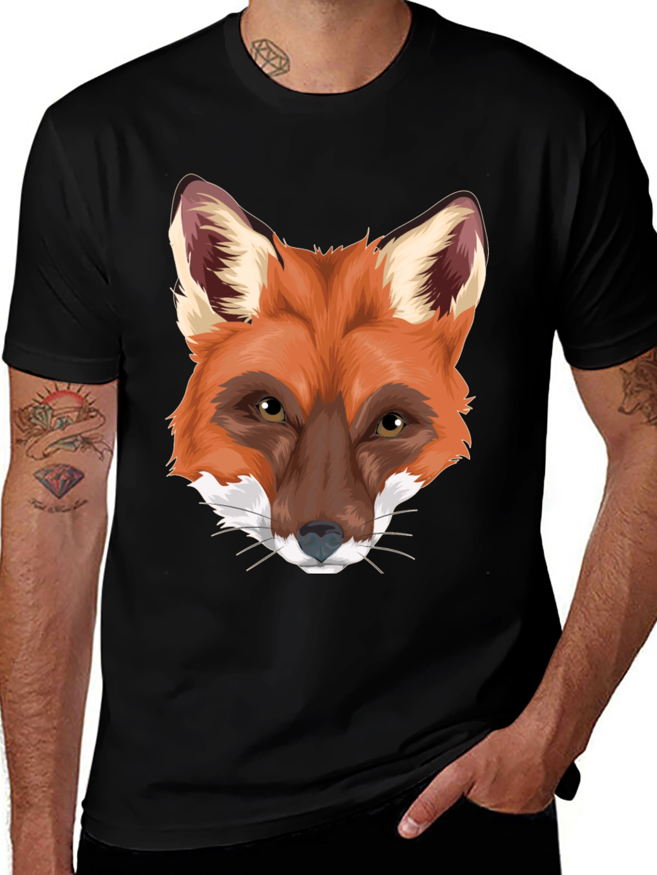 Fox Graphic Print Black T-Shirt