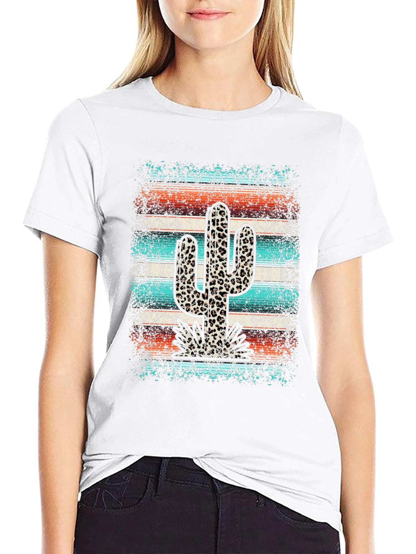 Leopard Cactus Graphic Tee - Trendy Western Style