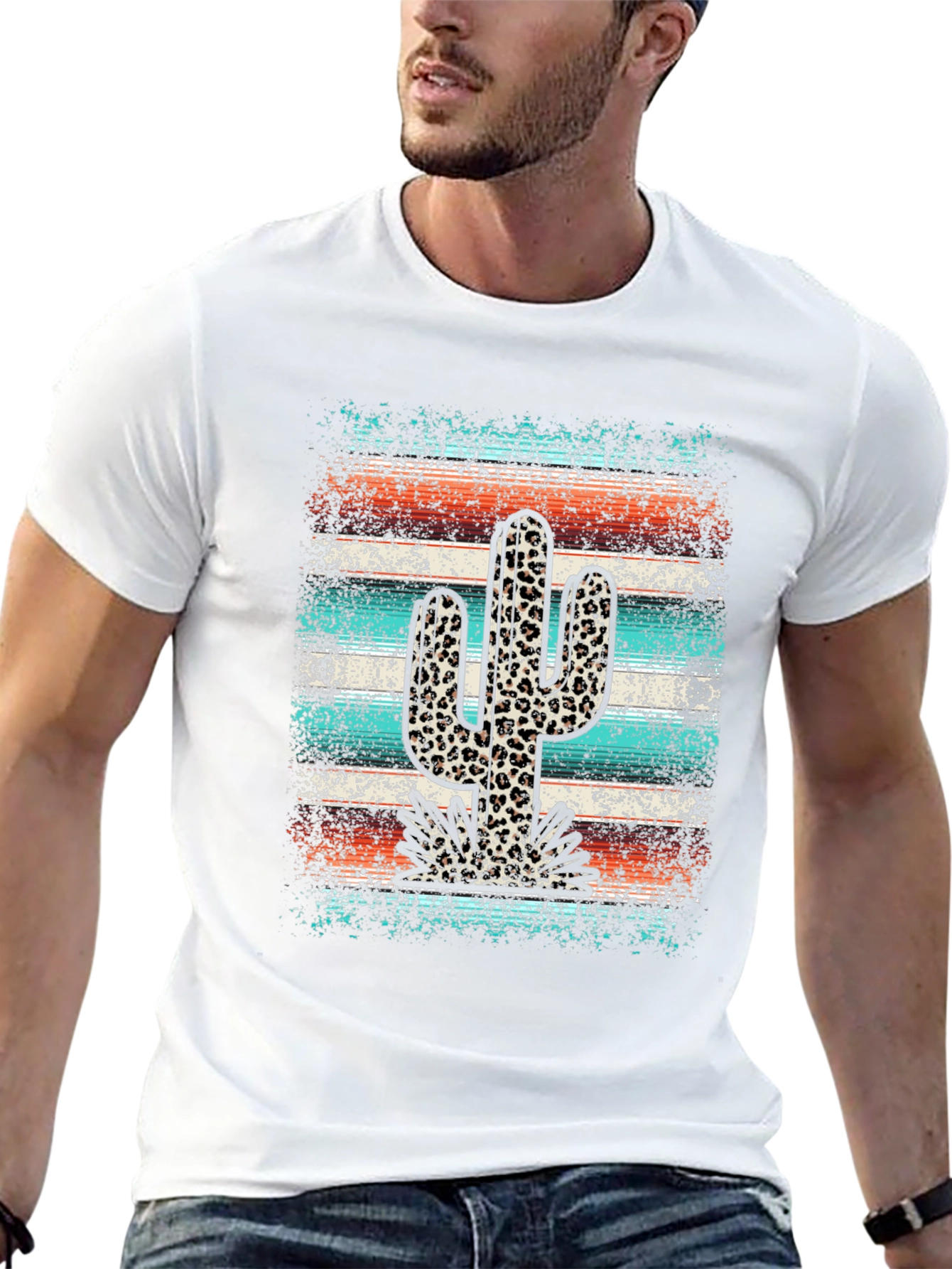 Leopard Cactus Graphic Tee - Trendy Western Style