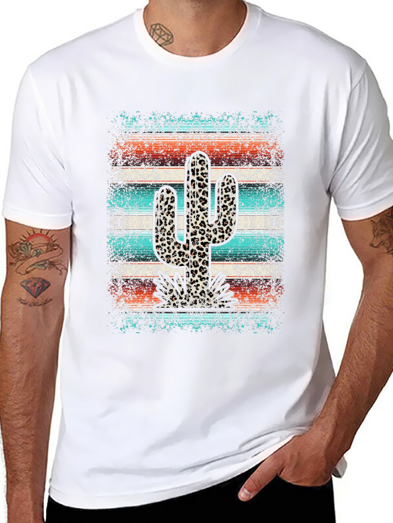 Leopard Cactus Graphic Tee - Trendy Western Style