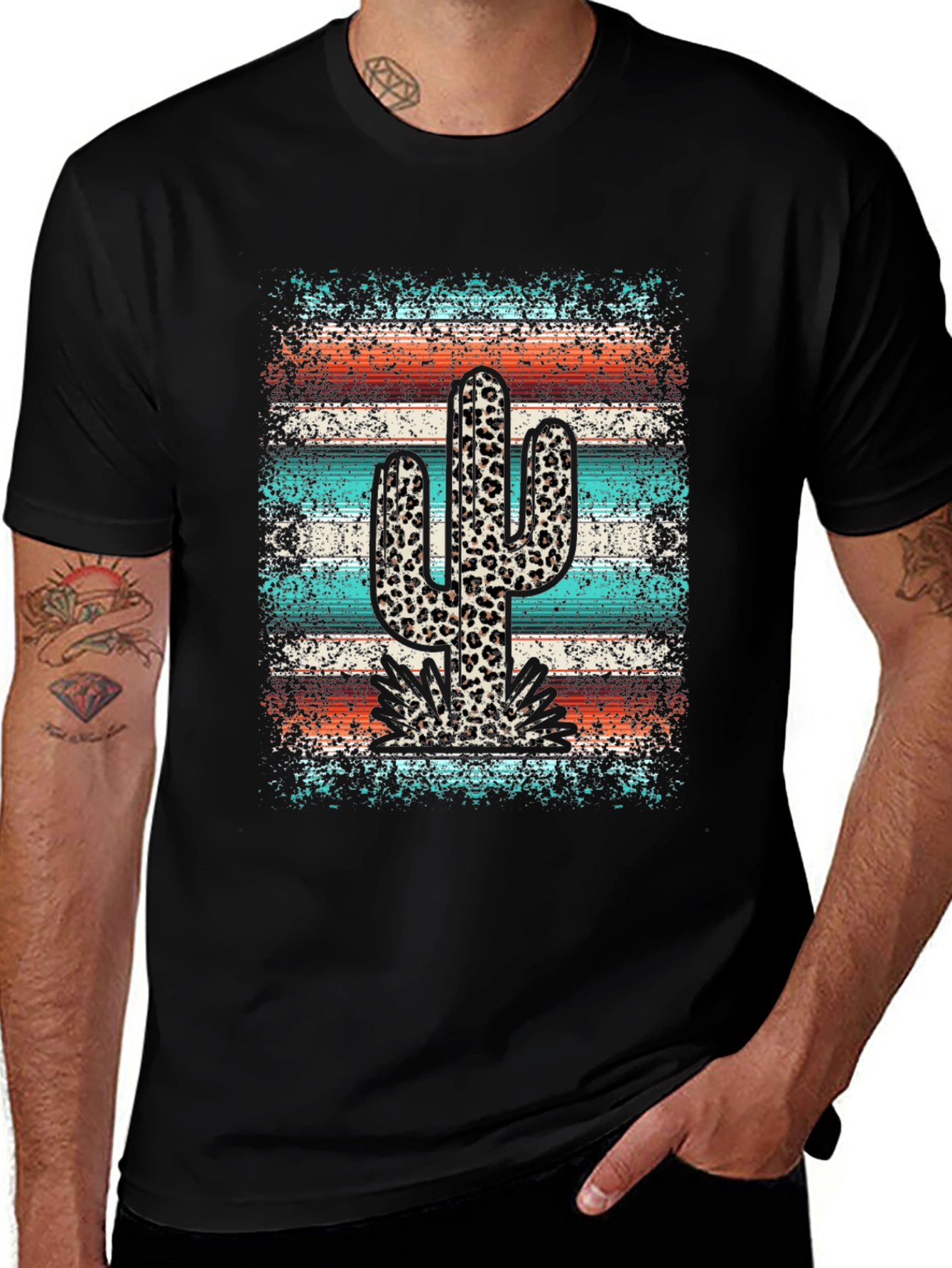 Leopard Cactus Graphic Tee - Trendy Western Style