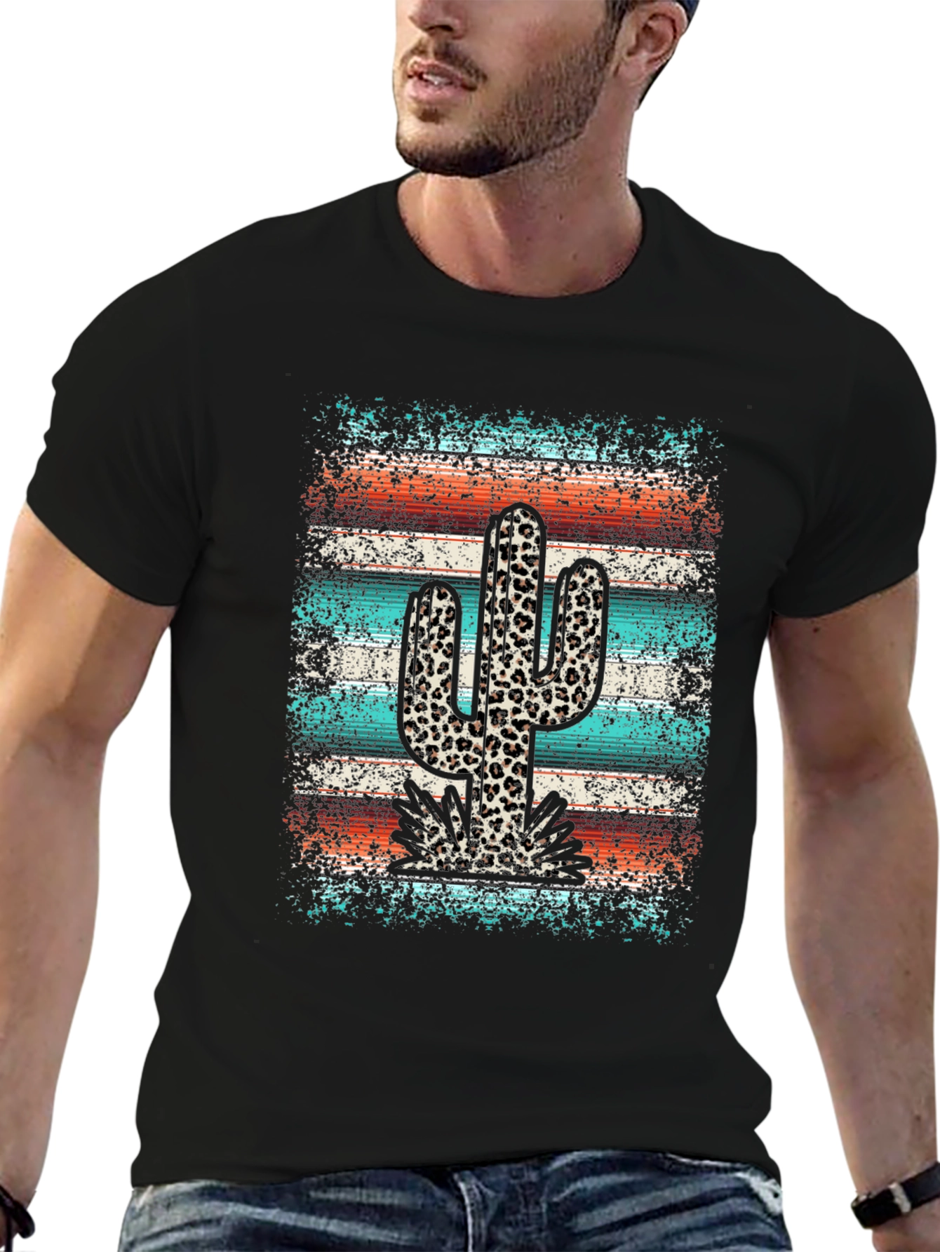 Leopard Cactus Graphic Tee - Trendy Western Style