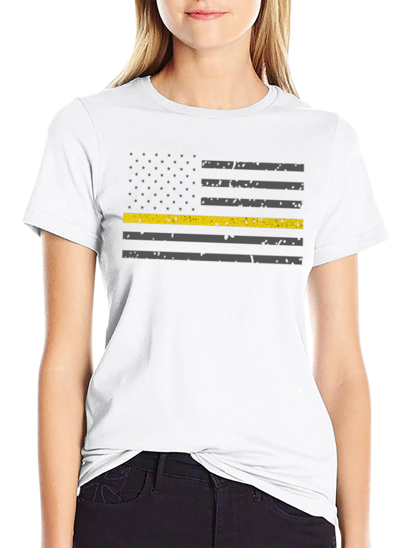 Thin Yellow Line American Flag T-Shirt
