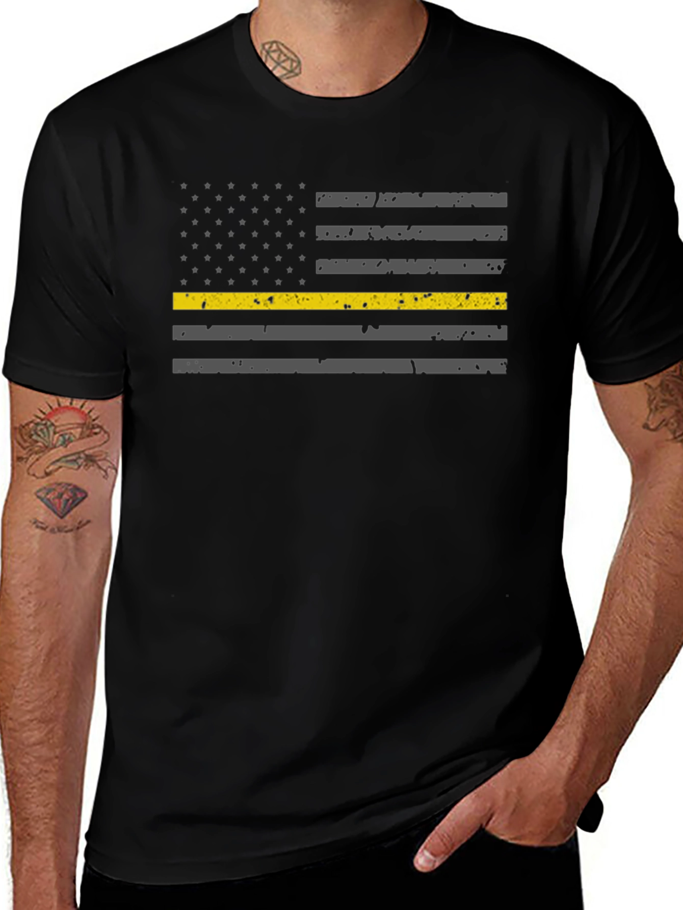 Thin Yellow Line American Flag T-Shirt