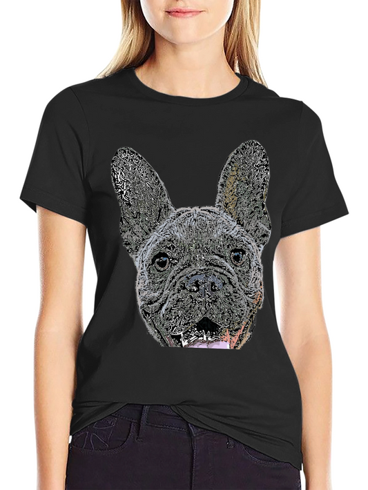 French Bulldog Graphic Tee - Black Cotton Blend