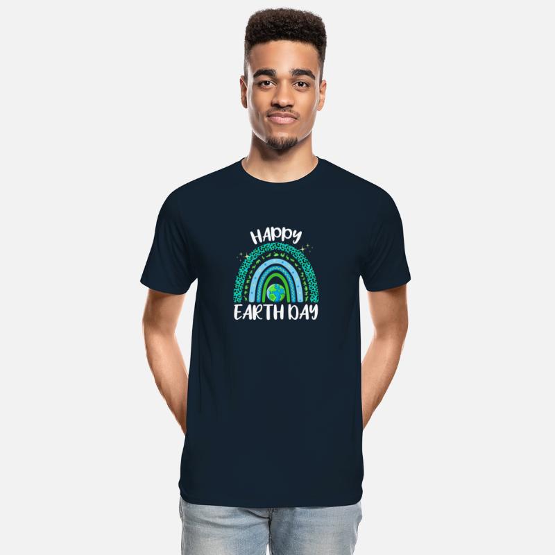 Happy Earth Day Planet with Rainbow