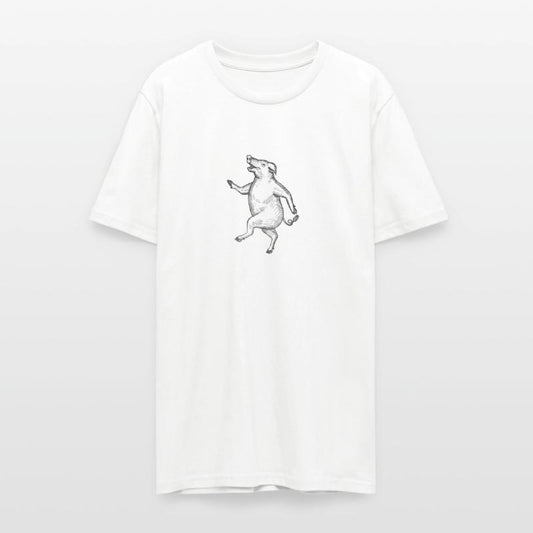 Happy Pig Dancing Drawing Retro Black and White