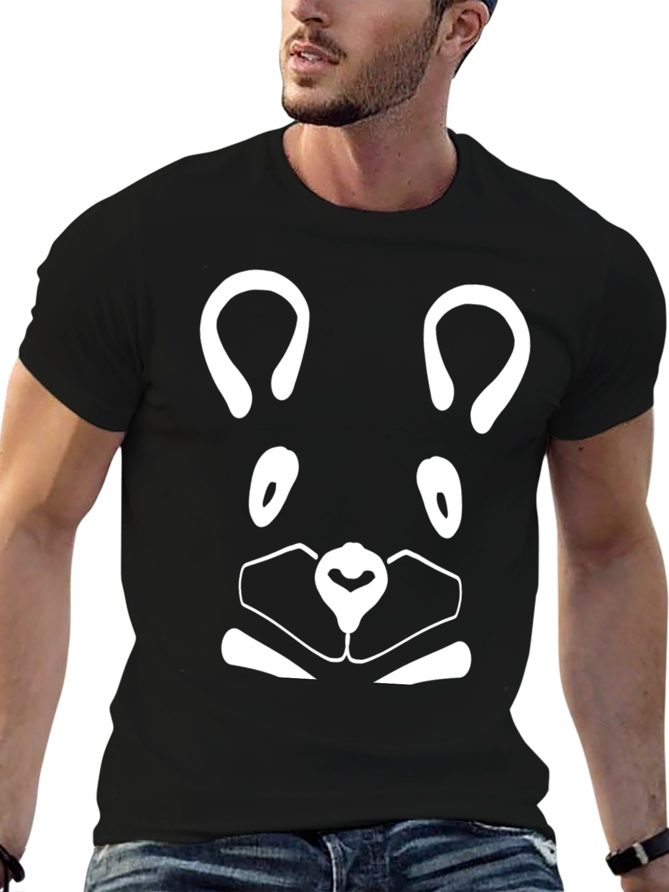 Bear Face Graphic Tee - Black