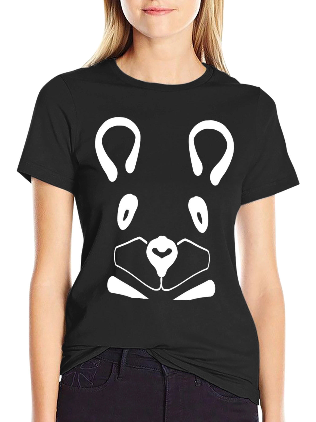 Bear Face Graphic Tee - Black